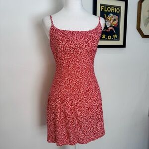 Reformation Red Printed Mini Dress Spaghetti Strap Fit & Flare